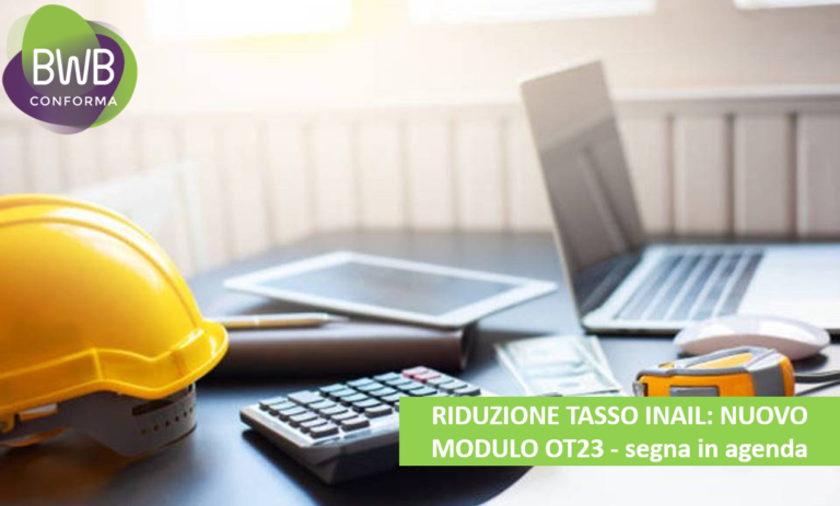 RIDUZIONE TASSO INAIL: NUOVO MODULO OT23